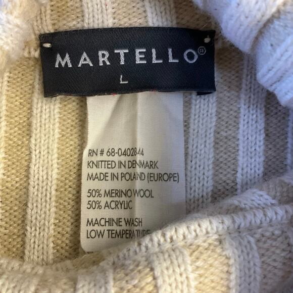 Martello Ribbed Mock Neck Merino Wool Blend Sweater Beige Tan Size L Cozy Chic - Picture 4 of 7